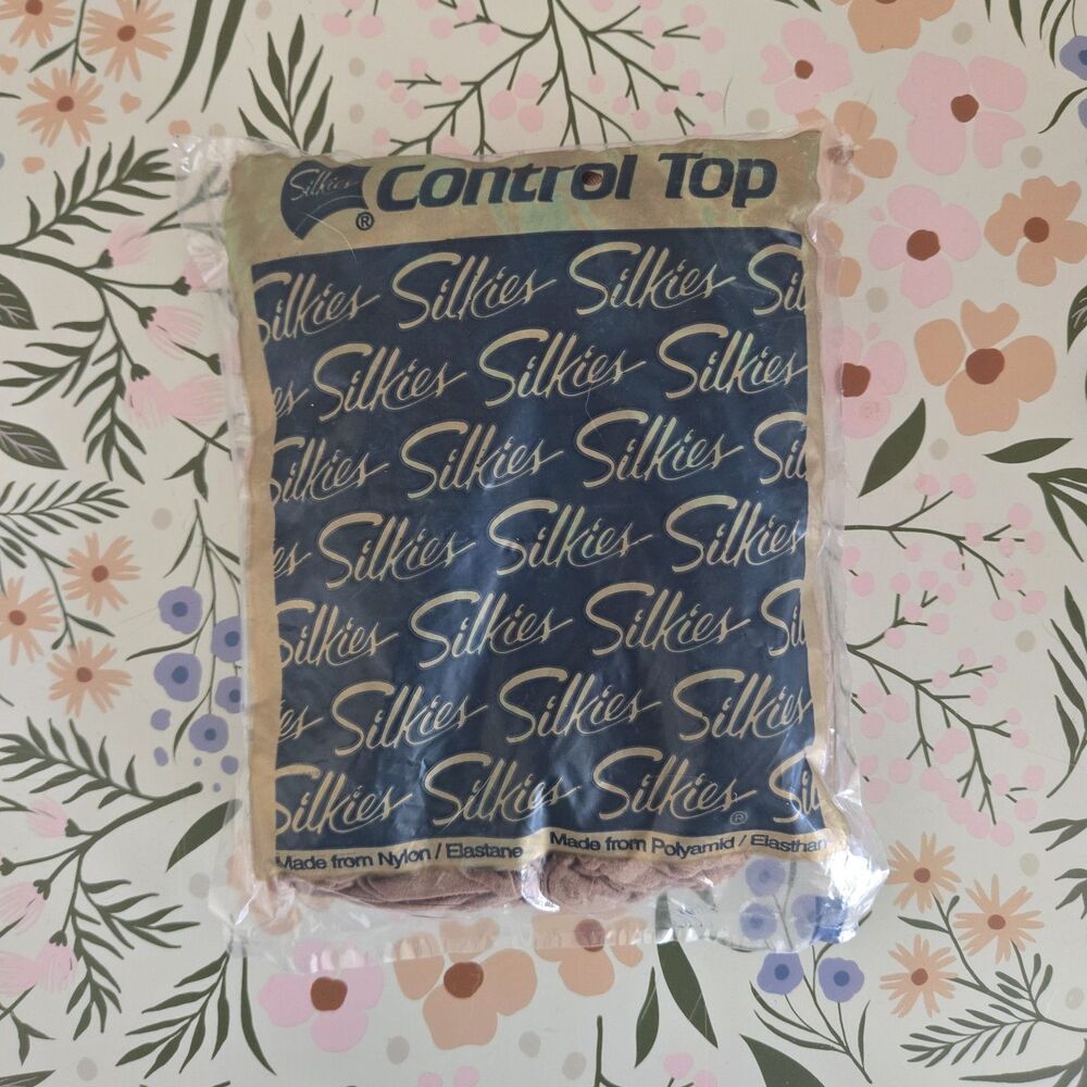 Vintage Pantyhose Control Top Silkies Size XL Nude 1993